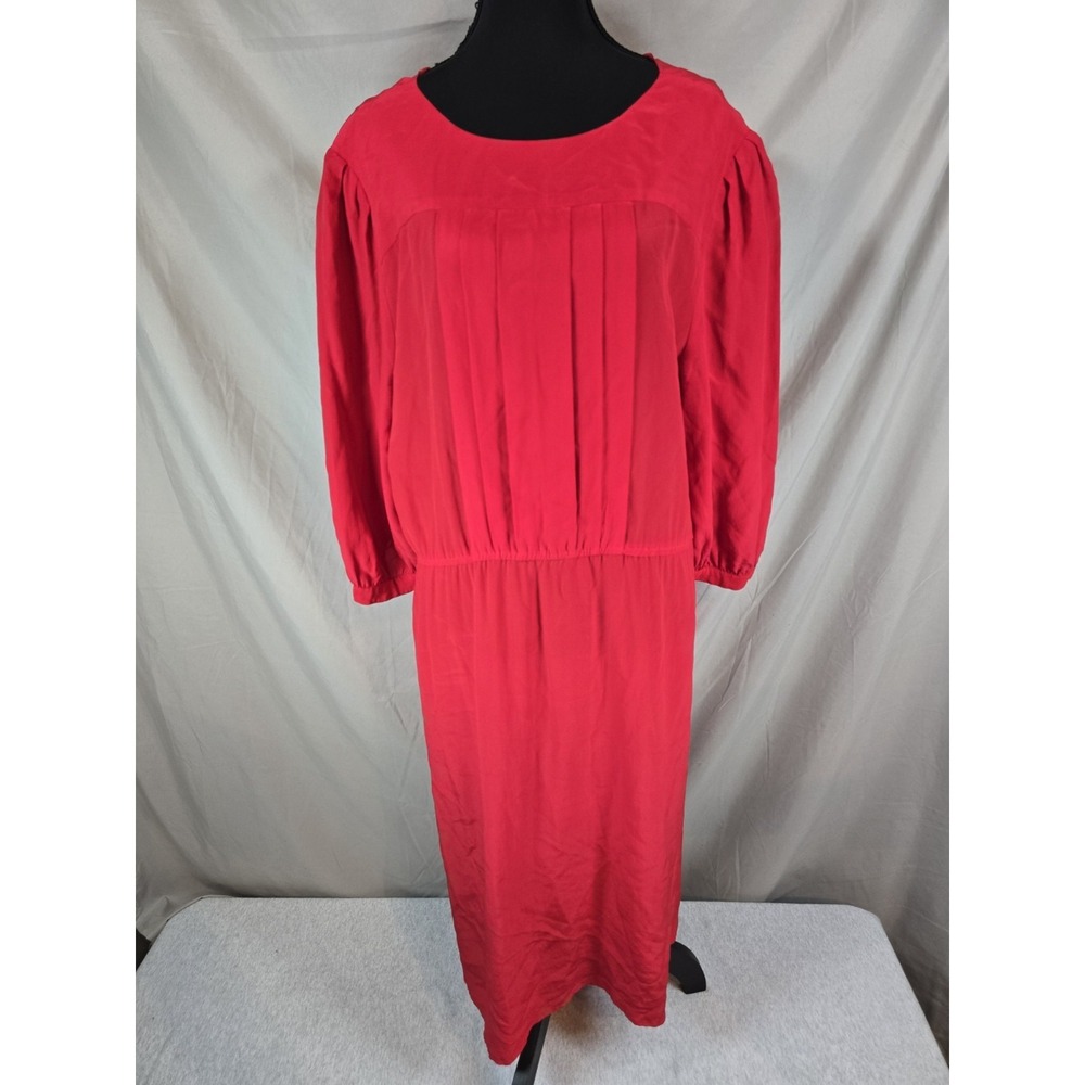 Royal Silk Womens Red Dress Size 14, 100% Silk. Vintage Style